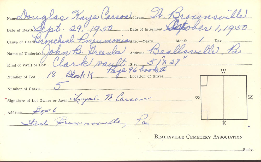 burial card